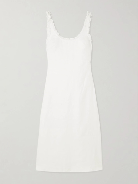  Posse Posse - Florence Ruffle-trimmed Linen Midi Dress - White 