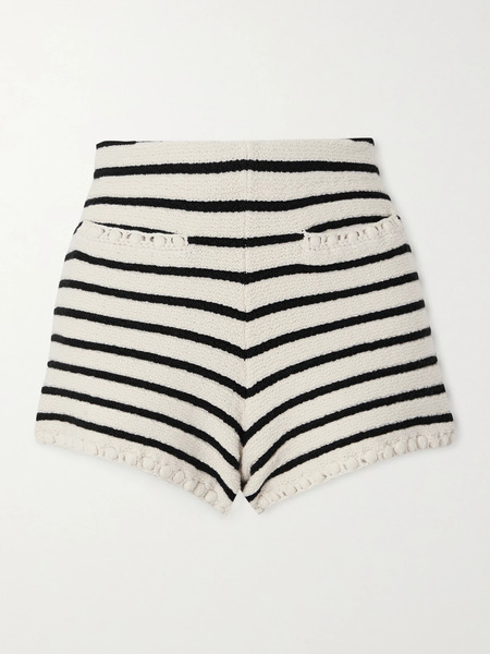  Posse Posse - Henry Embellished Striped Knitted Shorts - White 