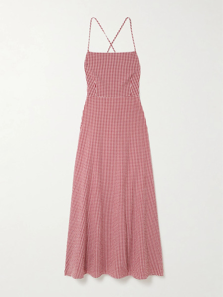  Posse Posse - Lori Open-back Gingham Cotton-seersucker Maxi Dress - Red 