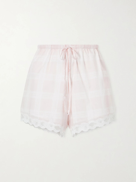  Posse Posse - Marilyn Lace-trimmed Checked Cotton Shorts - Pink 