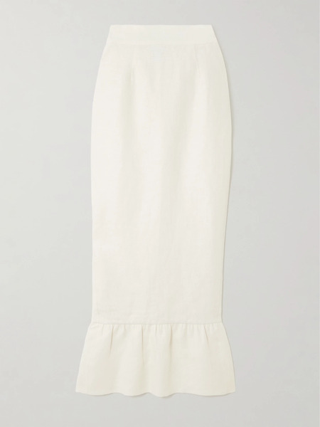  Posse Posse - Matilda Ruffled Linen Midi Skirt - Ivory 