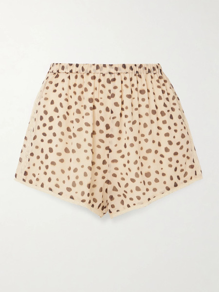  Posse Posse - Priscilla Lace-trimmed Cheetah-print Silk-georgette Shorts - Brown 