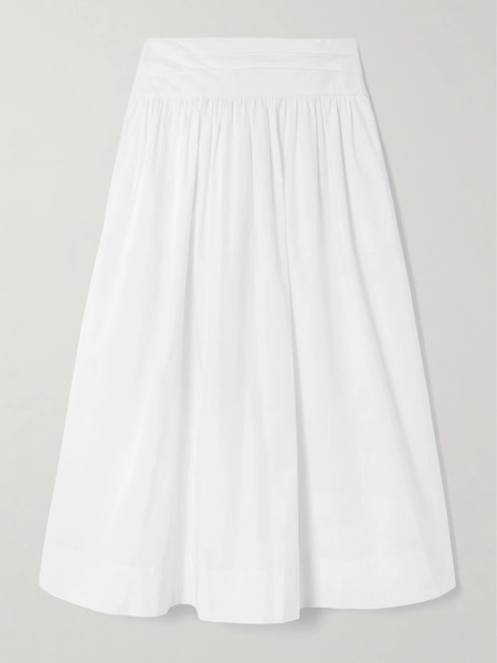  Posse Posse - Rue Pleated Cotton-poplin Midi Skirt - White 