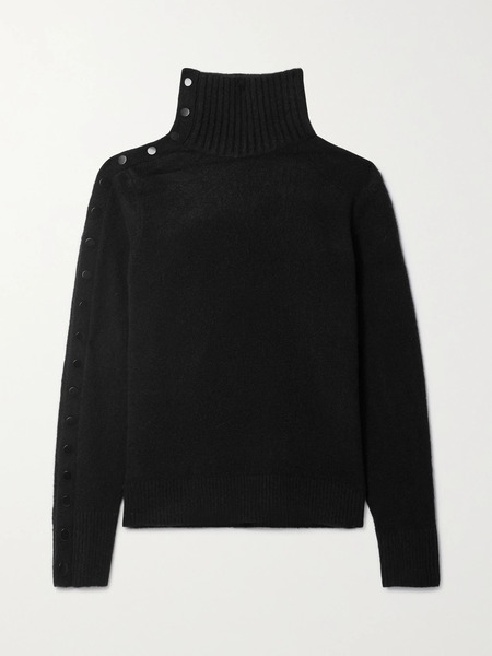  Proenza Schouler Proenza Schouler - Button-detailed Cashmere-blend Turtleneck Sweater - Black 