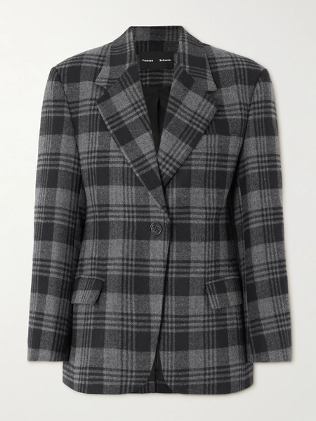  Proenza Schouler Proenza Schouler - Daria Checked Wool Blazer - Gray 