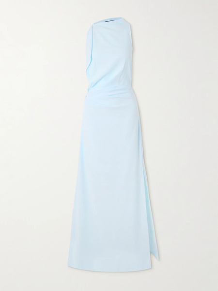  Proenza Schouler Proenza Schouler - Devyn Draped Pleated Crepe Maxi Dress - Light Blue 