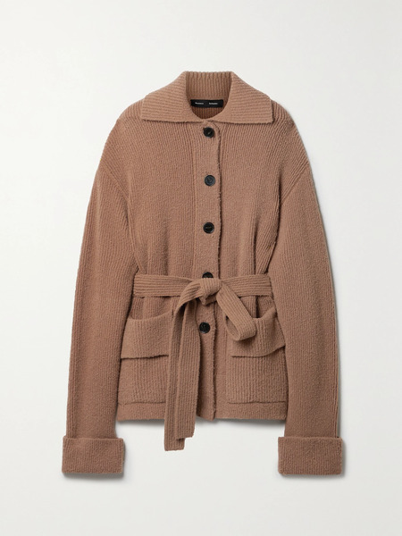  Proenza Schouler Proenza Schouler - Lofty Belted Ribbed-knit Cardigan - Tan 