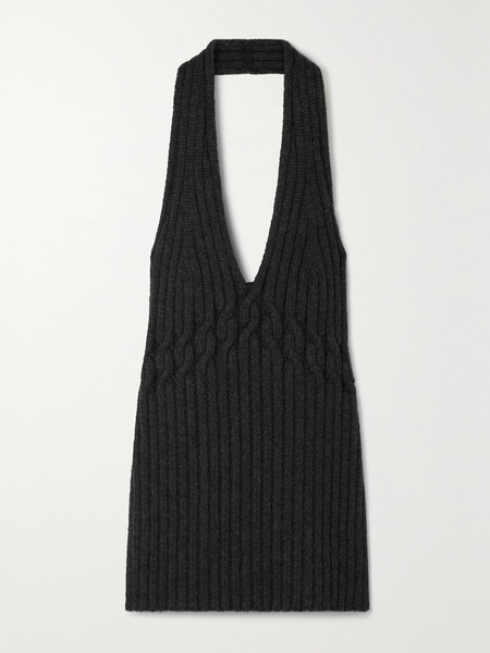  Proenza Schouler Proenza Schouler - Open-back Cable-knit Wool-blend Halterneck Top - Charcoal 