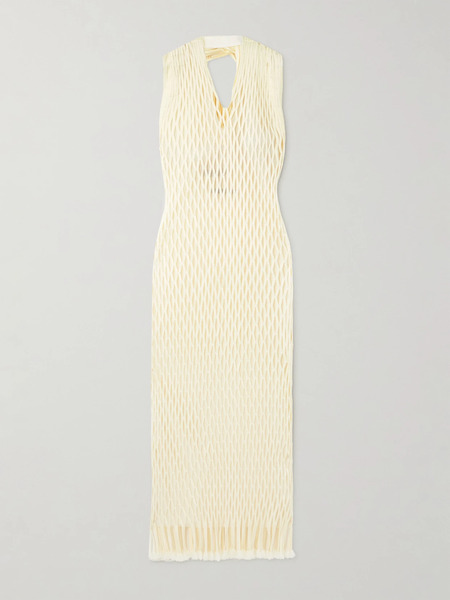 Proenza Schouler Proenza Schouler - Zora Fringed Mesh Halterneck Midi Dress - Ivory 