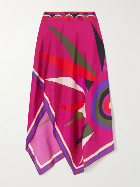  Pucci Pucci - Asymmetric Printed Silk-twill Maxi Skirt - Multi 