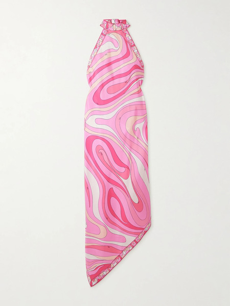  Pucci Pucci - Halterneck Printed Silk-twill Midi Dress - Pink 