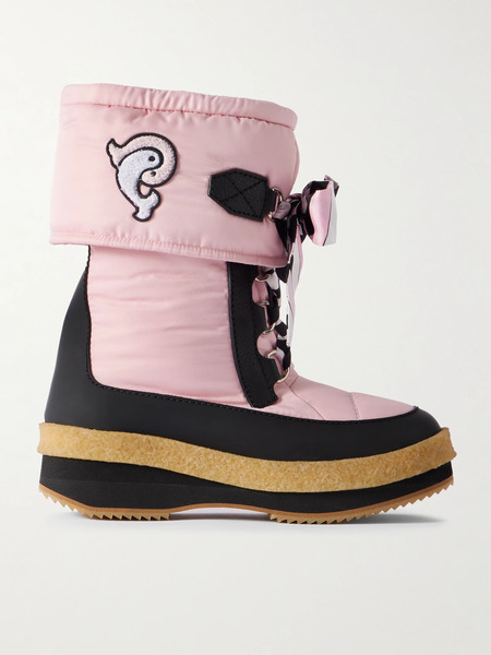  Pucci Pucci - Logo-appliquéd Silk-twill Trimmed Shell Snow Boots - Pink 