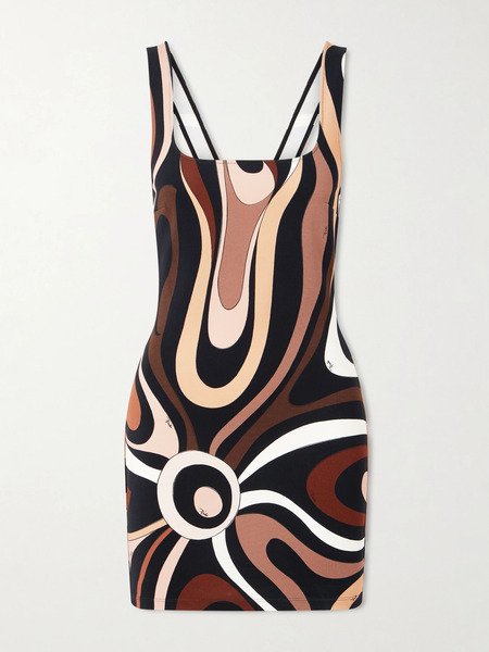  Pucci Pucci - Marmo Printed Jersey Mini Dress - Brown 