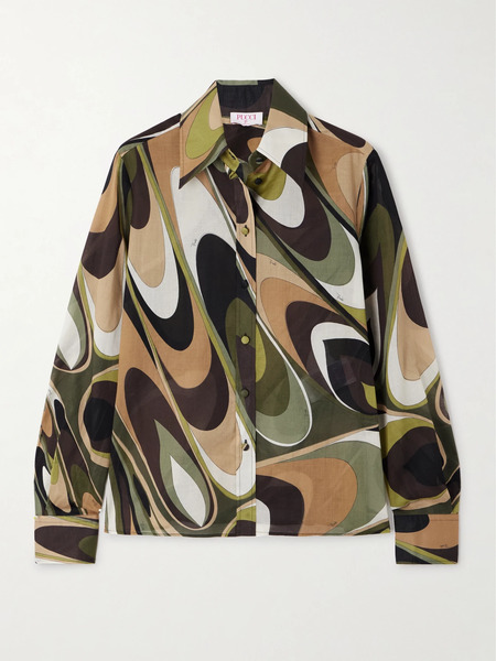  Pucci Pucci - Onda Printed Cotton-muslin Shirt - Green 