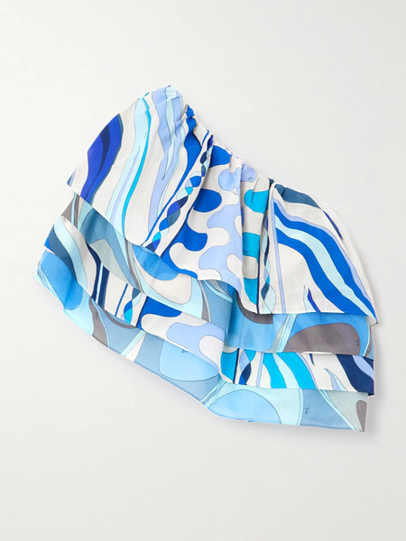 Pucci Pucci - One-shoulder Printed Cotton-voile Top - Blue 