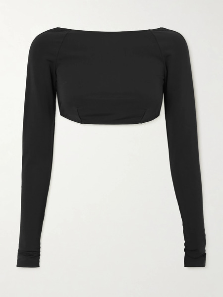  Pucci Pucci - Open-back Cropped Silk-trimmed Stretch-crepe Top - Black 