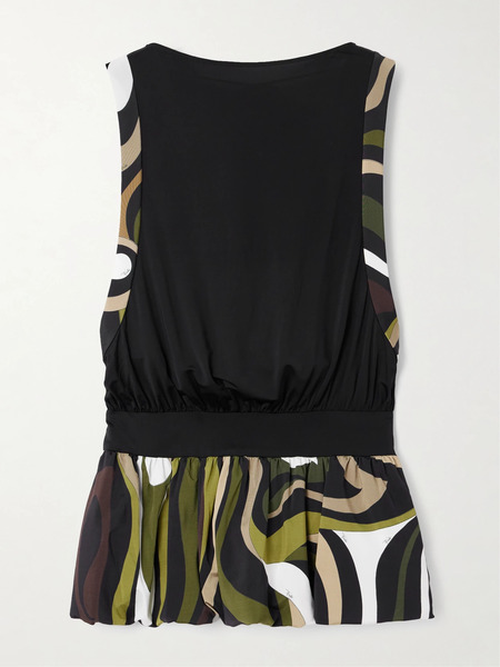  Pucci Pucci - Open-back Gathered Printed Stretch-satin Jersey Mini Dress - Black 