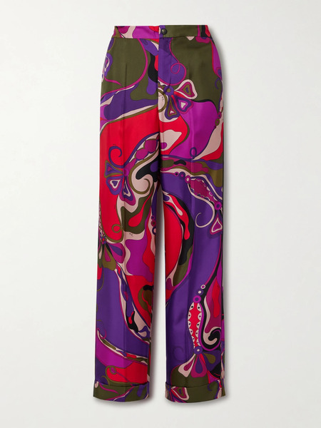  Pucci Pucci - Orchidee Printed Silk-twill Straight-leg Pants - Multi 