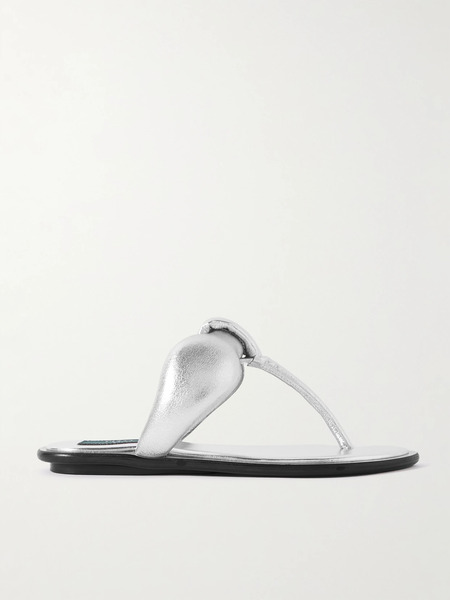  Pucci Pucci - Padded Metallic Leather Sandals - Silver 