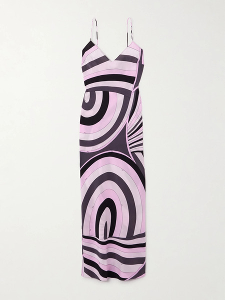  Pucci Pucci - Printed Silk Crepe De Chine Maxi Dress - Pink 