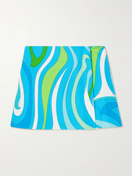  Pucci Pucci - Printed Silk-twill Mini Skirt - Turquoise 