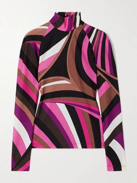  Pucci Pucci - Printed Stretch-jersey Turtleneck Top - Pink 
