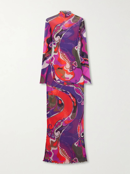  Pucci Pucci - Printed Tulle Maxi Dress - Multi 