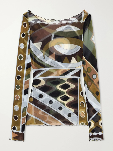  Pucci Pucci - Printed Tulle Top - Army Green 