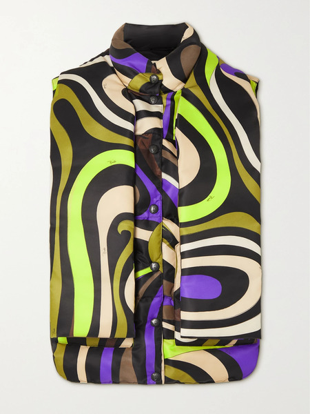  Pucci Pucci - Scarf-detailed Quilted Printed Shell Vest - Yellow 