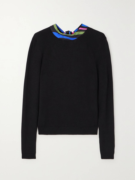 Pucci Pucci - Silk-twill Trimmed Wool Sweater - Black 