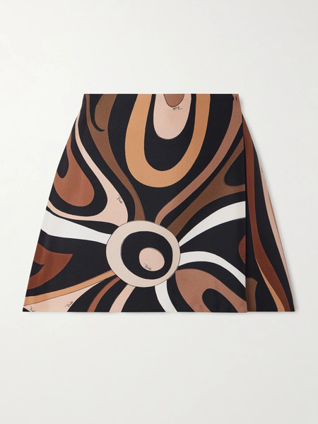  Pucci Pucci - Wrap-effect Printed Silk-twill Mini Skirt - Brown 