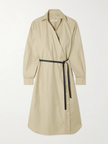  Purdey Purdey - Belted Cotton And Tencel™ Lyocell-blend Poplin Midi Wrap Dress - Neutral 