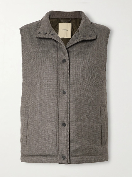  Purdey Purdey - Eccleston Checked Padded Merino Wool Gilet - Gray 