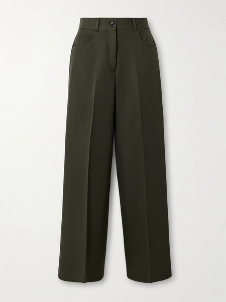  Purdey Purdey - Seymour Pleated Wool-twill Wide-leg Pants - Dark Green 