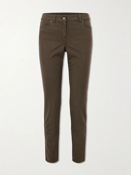  Purdey Purdey - Stretch-cotton, Tencel™ And Silk-blend Twill Skinny Pants - Dark Brown 