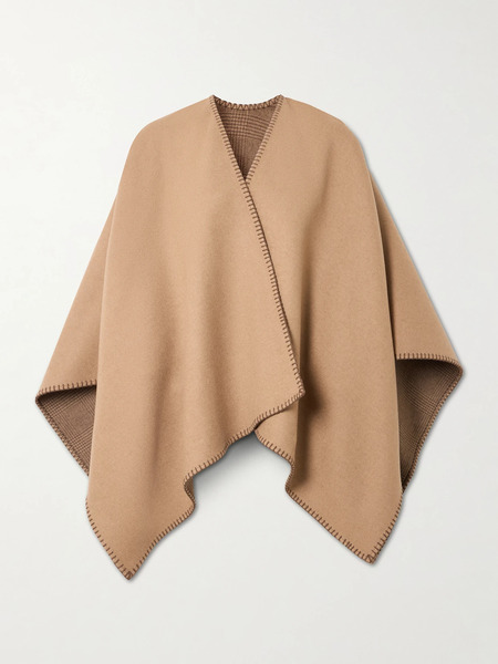  Purdey Purdey - Welbeck Reversible Whipstitched Checked Cashmere-blend Cape - Camel 
