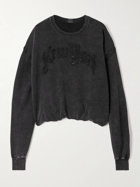  R13 R13 - Balloon Oversized Appliquéd Cotton And Lyocell-blend Jersey Sweatshirt - Black 