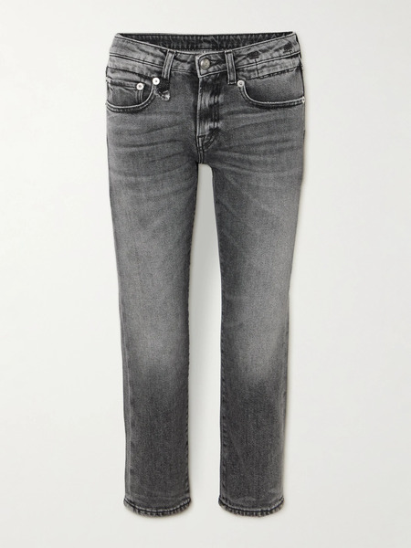  R13 R13 - Boy Cropped Distressed Low-rise Slim-leg Jeans - Gray 