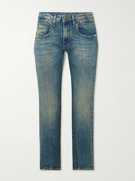 R13 R13 - Boy Cropped Distressed Low-rise Straight-leg Jeans - Light Denim 