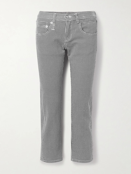  R13 R13 - Boy Cropped Houndstooth Low-rise Slim-leg Jeans - Black 