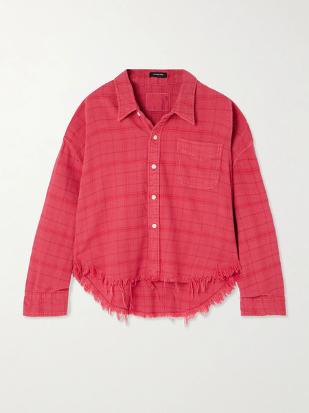  R13 R13 - Frayed Checked Cotton-flannel Shirt - Red 