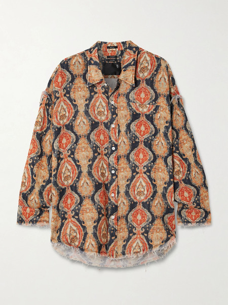  R13 R13 - Frayed Printed Cotton Shirt - Multi 