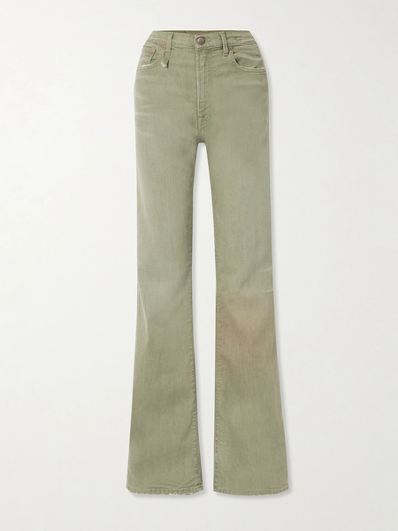  R13 R13 - Jane Distressed High-rise Wide-leg Jeans - Army Green 