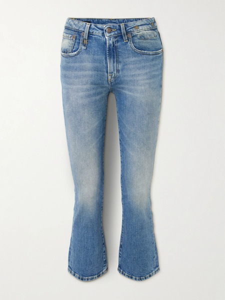  R13 R13 - Kick Fit Cropped Mid-rise Flared Jeans - Light Denim 