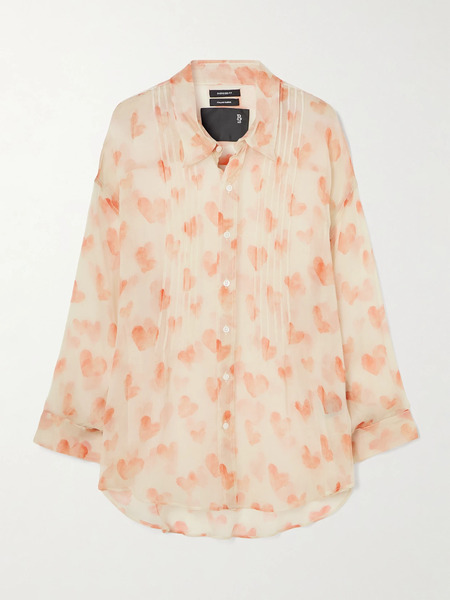  R13 R13 - Pintucked Printed Silk Shirt - Cream 