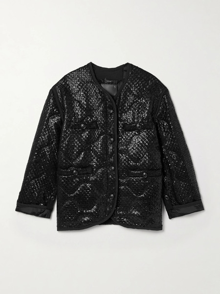  R13 R13 - Quilted Padded Metallic Tweed Jacket - Black 