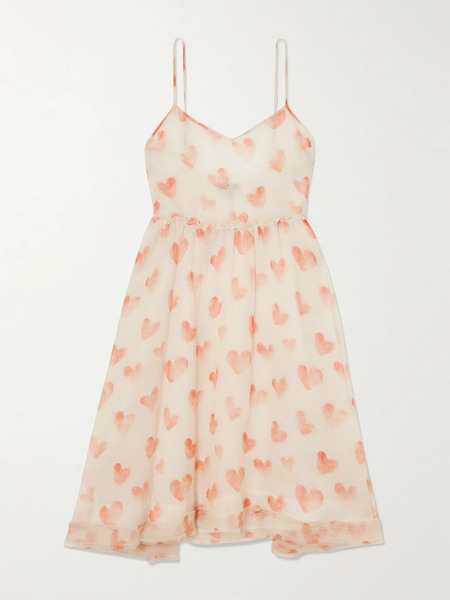  R13 R13 - Ruffled Printed Silk-chiffon Mini Dress - Cream 