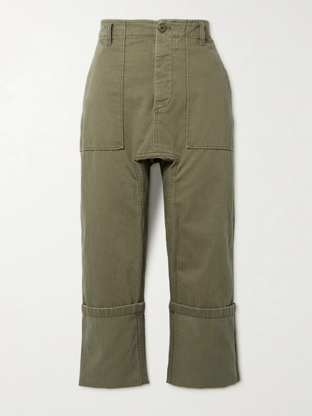  R13 R13 - Utility Cropped Cotton Pants - Army Green 