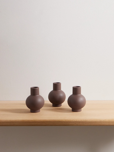  Raawii Raawii - Strøm Set Of Three Mini Earthenware Vases - Brown 
