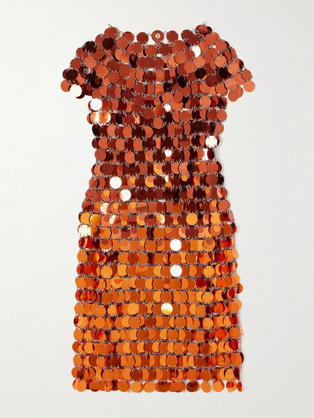  Rabanne Rabanne - Assemblage Sequined Chainmail Mini Dress - Gold 